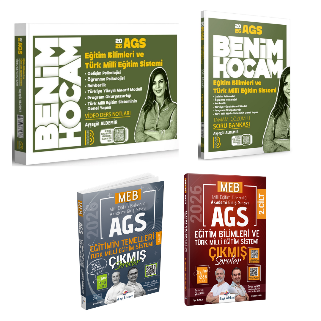 Dizgi Kitap 2026 MEB AGS Eğitim Bilimleri ve Türk Milli Eğitim Sistemi Çıkmış Sorular & Eğitim Bilimleri ve Türk Milli Eğitim Sistemi Ders Notları+Soru Bankası Benim Hocam Yayınları Seti
