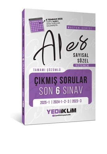 ALES Master Serisi Sayısal Sözel Yetenek Tamamı Çözümlü Son 6 Sınav Çıkmış Sorular (6 Temmuz 2025 Ales-2 Ekli) Yediiklim Yayınları