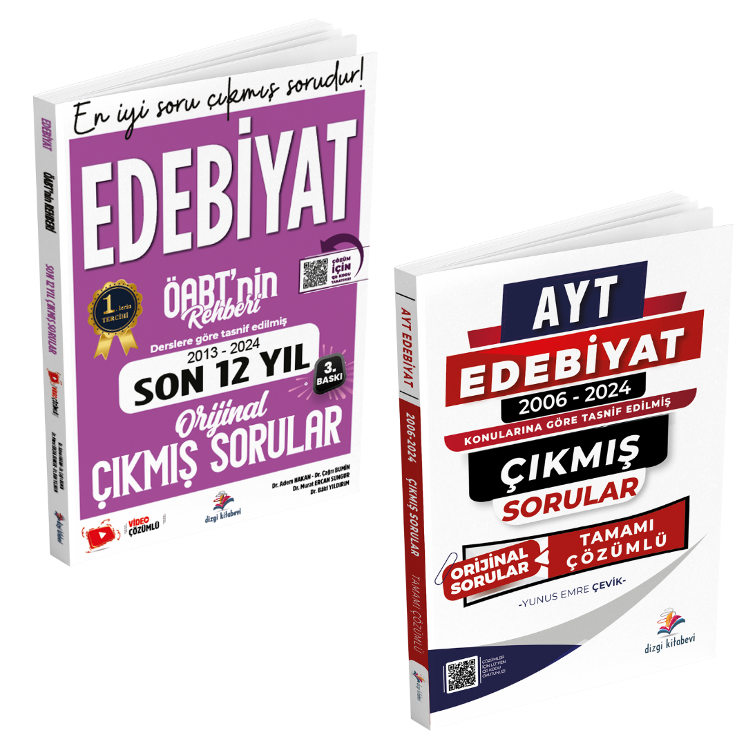 Dizgi Kitap 2025 ÖABT Edebiyat Öabt'nin Rehberi Son 12 Yıl Orijinal Video Çözümlü Çıkmış Sınav Soruları ve  AYT Edebiyat Tamamı PDF Çözümlü Çıkmış Sorular Seti
