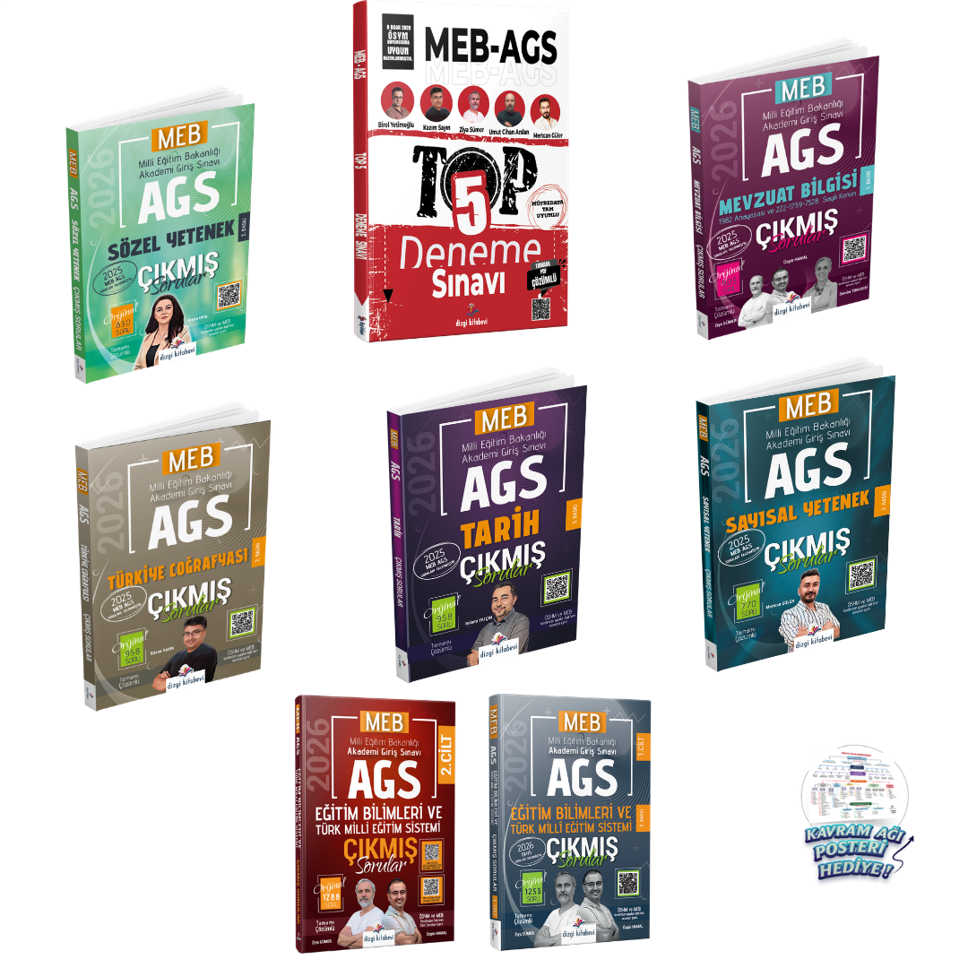 Dizgi Kitap 2026 MEB AGS Tamamı Video Çözümlü Tüm Dersler Çıkmış Sorular & MEB AGS TOP 5 Tamamı PDF Çözümlü 5 Deneme Sınavı Seti