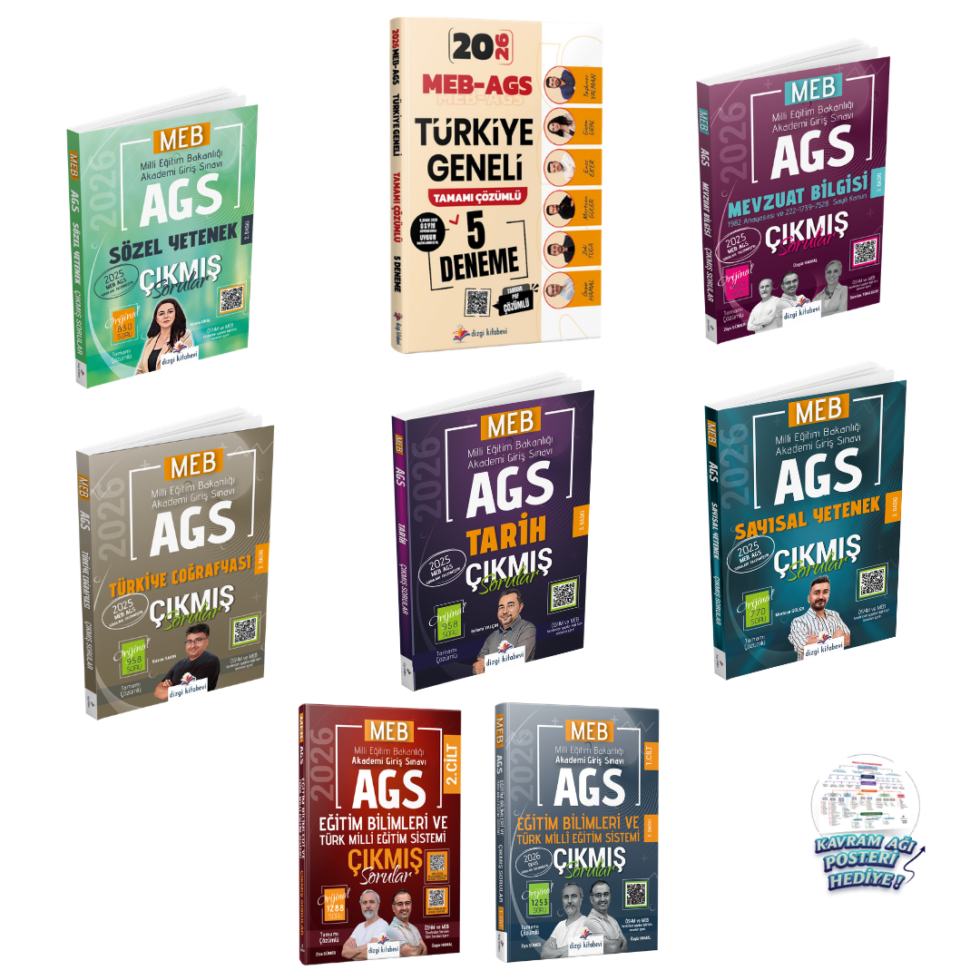 Dizgi Kitap 2026 MEB AGS Tamamı Video Çözümlü Tüm Dersler Çıkmış Sorular & MEB AGS Türkiye Geneli Tamamı PDF Çözümlü 5 Deneme Sınavı Seti