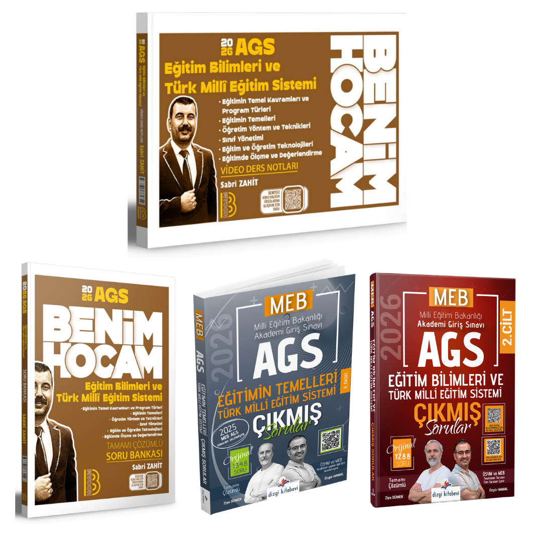 Dizgi Kitap 2026 MEB AGS Eğitim Bilimleri ve Türk Milli Eğitim Sistemi Çıkmış Sorular & Eğitim Bilimleri ve Türk Milli Eğitim Sistemi Ders Notları+Soru Bankası Benim Hocam Yayınları Seti