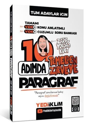 Tüm Adaylar İçin 10 Adımda Paragraf Video Konu Anlatımlı ve Video Çözümlü Soru Bankası Yediiklim Yayınları