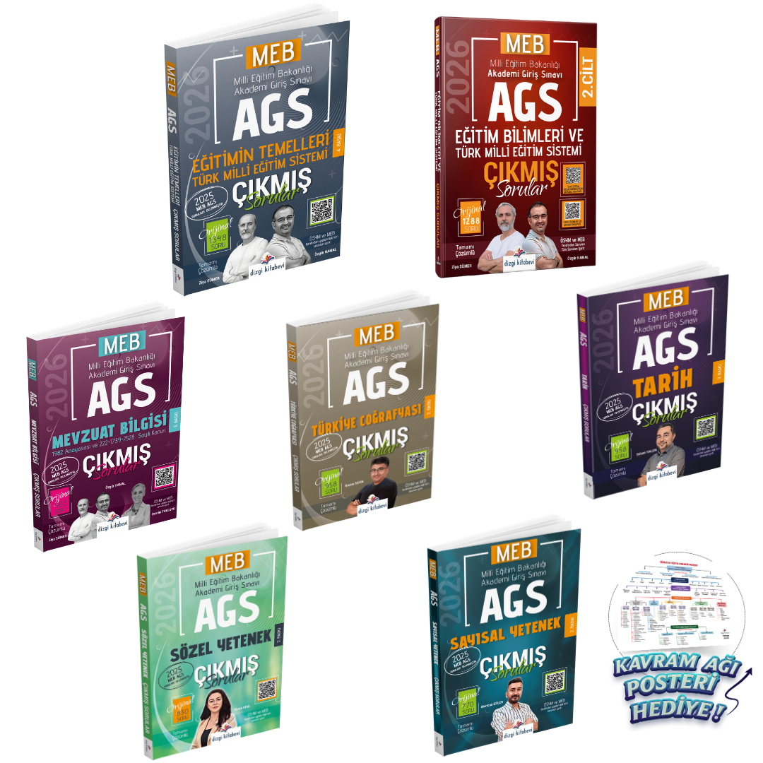 Dizgi Kitap 2026 MEB AGS Tamamı Video Çözümlü Tüm Dersler Çıkmış Sorular 7'li Set - Yeni Sınav Sistemine Uygun