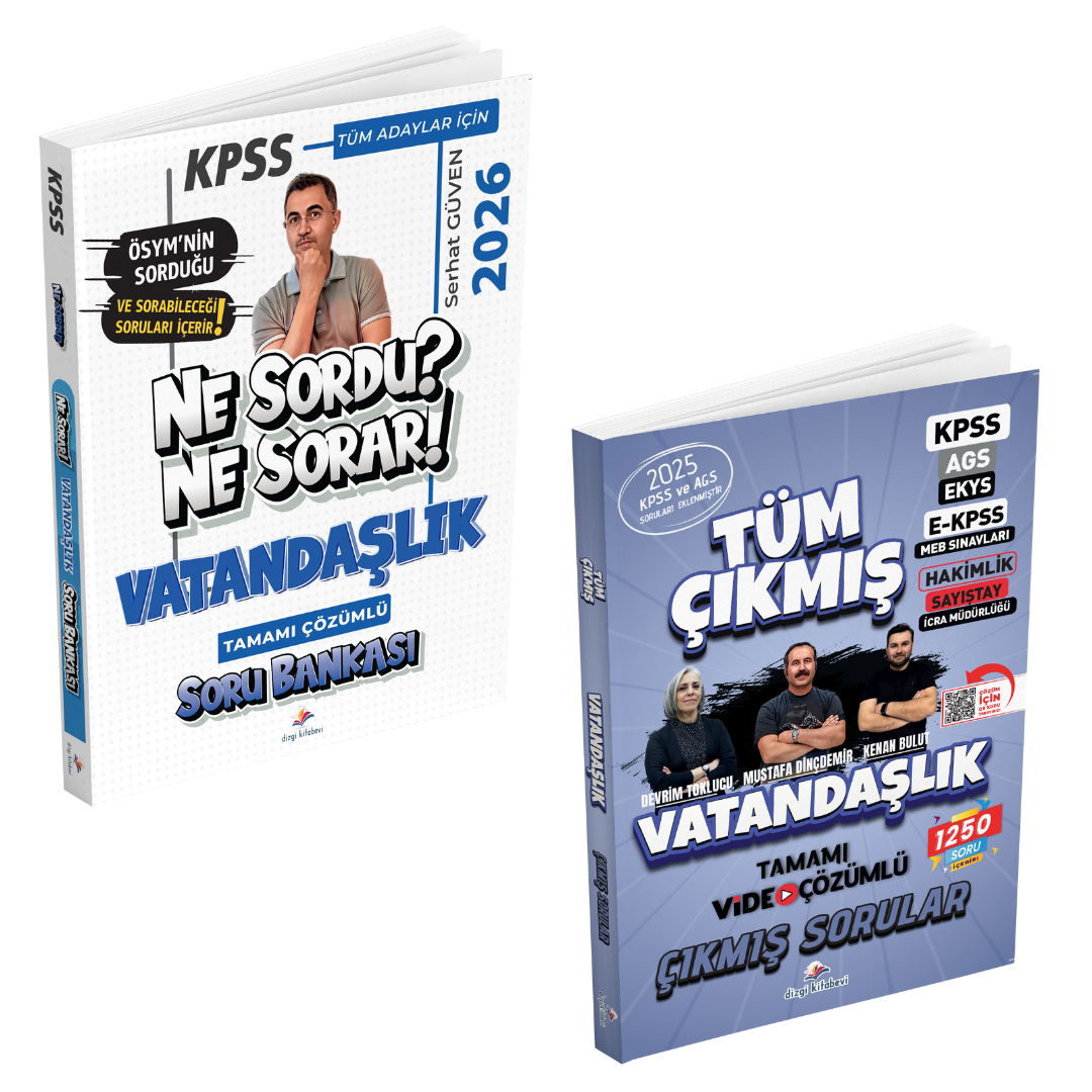 Dizgi Kitap 2026 KPSS Tüm Adaylar İçin Vatandaşlık Ne Sordu Ne Sorar Tamamı Çözümlü Soru Bankası ve Çıkmış Sorular Seti
