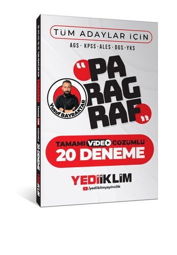 AGS KPSS ALES DGS YKS Tüm Adaylar İçin Paragraf Tamamı Video Çözümlü 20 Deneme Yediiklim Yayınları