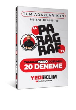 Yediiklim Yayınları AGS KPSS ALES DGS YKS Tüm Adaylar İçin Paragraf Tamamı Video çözümlü 20 deneme