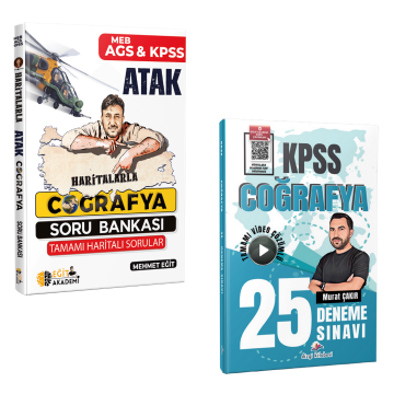 Dizgi Kitap 2026 KPSS Coğrafya Tamamı Video Çözümlü 25 Deneme ve KPSS Haritalarla Atak Coğrafya Soru Bankası Mehmet Eğit Eğit Akademi Seti
