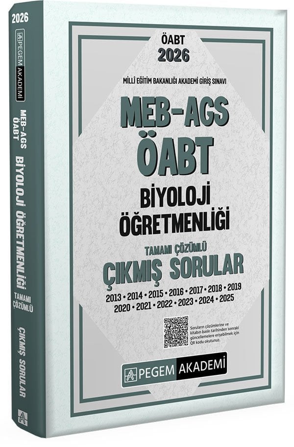 2026 MEB AGS ÖABT Biyoloji Öğretmenliği Tamamı Çözümlü Çıkmış Sorular Pegem Yayınları