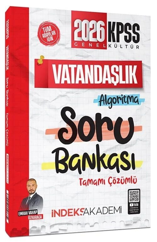 İndeks Akademi Yayıncılık 2026 KPSS Vatandaşlık Algoritma Soru Bankası Çözümlü - Emrah Vahap Özkaraca