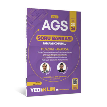 2026 MEB AGS Mevzuat Anayasa Tamamı Çözümlü Soru Bankası Yediiklim Yayınları