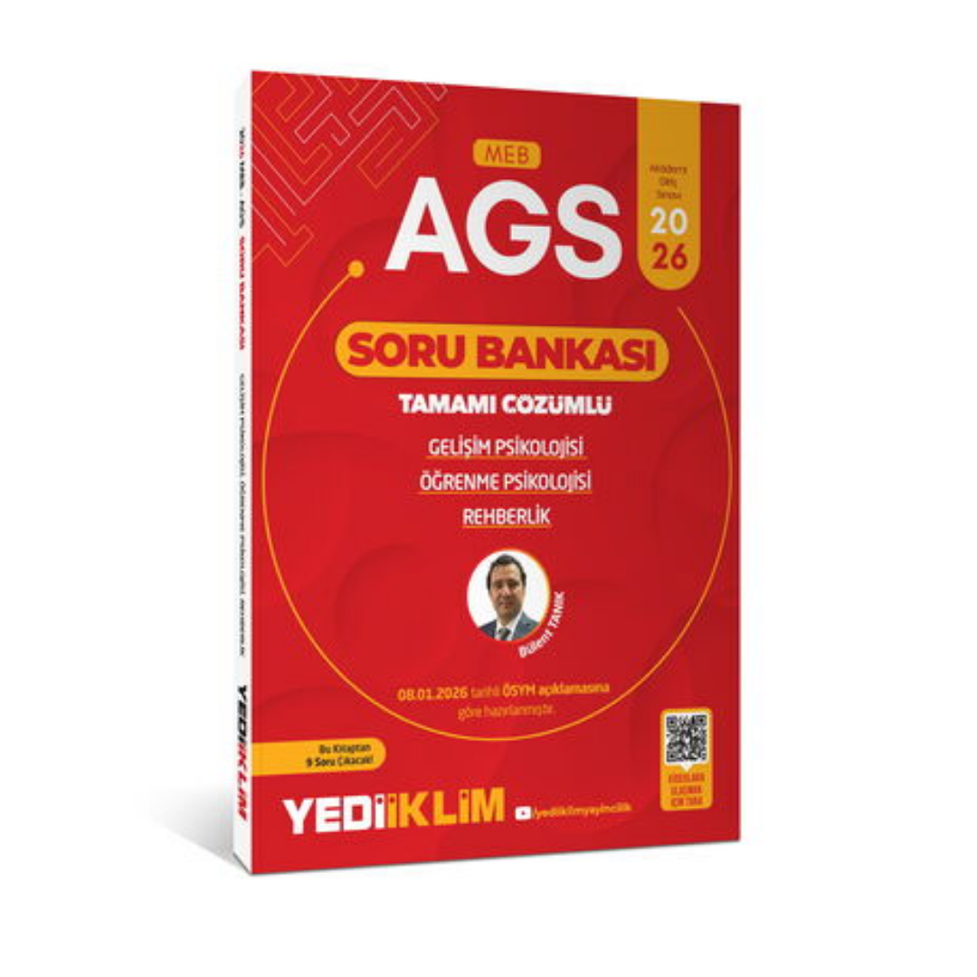 2026 MEB AGS Eğitim Bilimleri Gelişim Psikolojisi Öğrenme Psikolojisi ve Rehberlik Tamamı Çözümlü Soru Bankası Yediiklim Yayınları