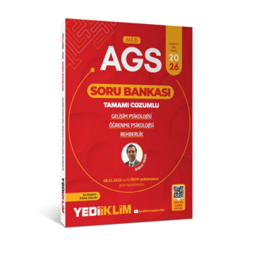 Yediiklim Yayınları 2026 MEB-AGS Eğitim Bilimleri Gelişim Psikolojisi Öğrenme Psikolojisi ve Rehberlik Tamamı Çözümlü Soru Bankası Bülent TANIK