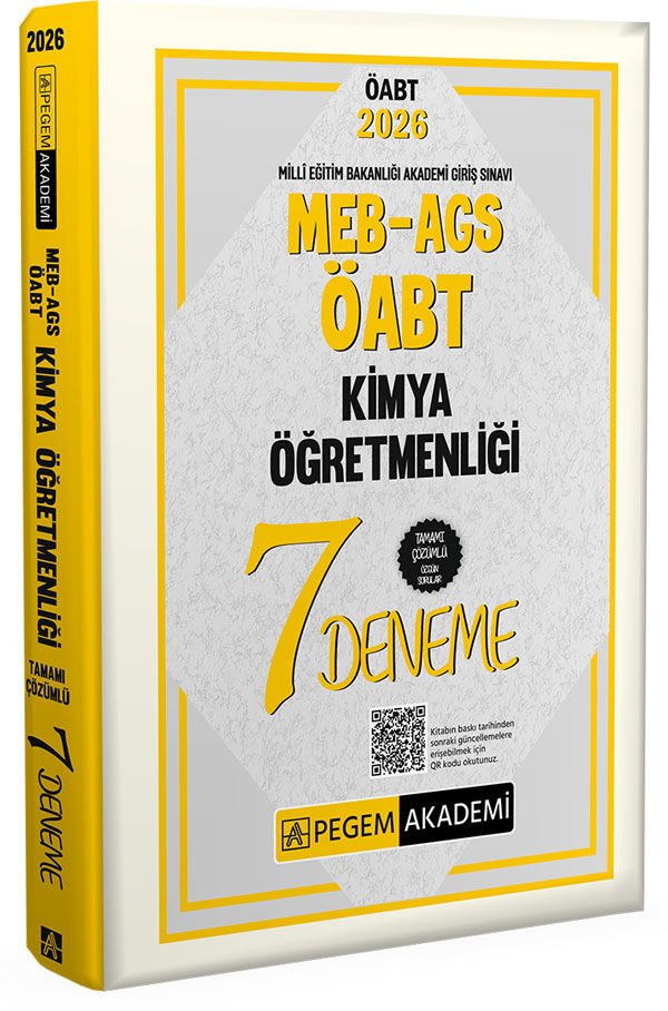 2026 MEB AGS ÖABT Kimya Öğretmenliği Tamamı Çözümlü 7 Deneme Pegem Yayınları