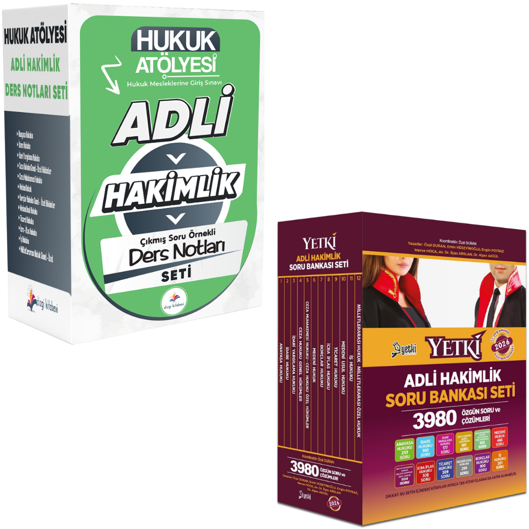 Dizgi Kitap 2026 Hukuk Atölyesi Adli Hakimlik Çıkmış Soru Örnekli Ders Notları Seti & Adli Hakimlik Soru Bankası Seti Yetki Yayınları