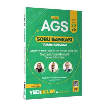 Yediiklim Yayınları 2026 MEB-AGS Eğitim Bilimleri ÖYT Sınıf Maarif Modeli Program Okuryazarlığı Ölçme ve Değerlendirme Tamamı Çözümlü Soru Bankası Can KÖNİ, Ali BİROL, Fatih PERK