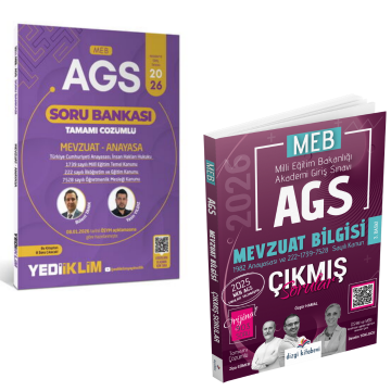 Dizgi Kitap 2026 MEB AGS Mevzuat Bilgisi Çıkmış Sorular & MEB AGS Mevzuat Anayasa Soru Bankası Yediiklim Yayınları Seti