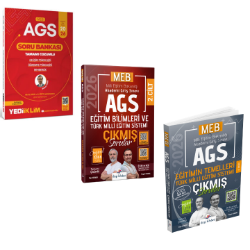 Dizgi Kitap 2026 MEB AGS Eğitim Bilimleri Türk Milli Eğitim Sistemi Çıkmış Sorular & Eğitimin Temelleri Çıkmış Sorular ve MEB AGS Eğitim Bilimleri Gelişim Psikolojisi Öğrenme Psikolojisi ve Rehberlik Soru Bankası Yediiklim Yayınları Seti