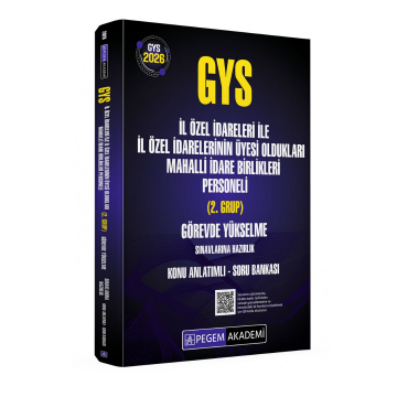 Pegem Yayınları 2026 GYS İl Özel İdareleri ile İl Özel İdarelerinin Üyesi Oldukları Mahalli İdare Birlikleri Personeli (2.Grup) Görevde Yükselme Sınavlarına Hazırlık Konu Anlatımlı Soru Bankası