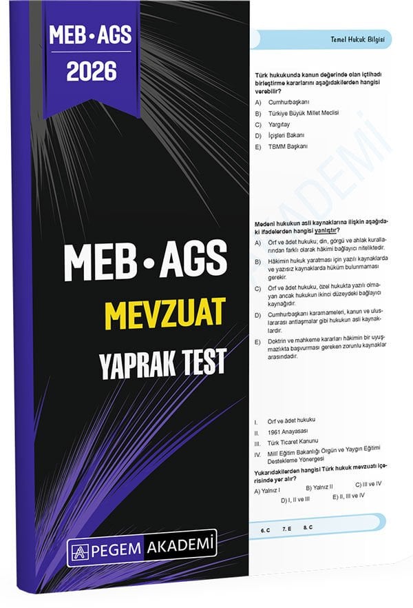 2026 MEB AGS Mevzuat Yaprak Test Pegem Yayınları