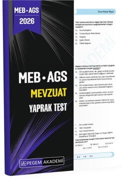 2026 MEB AGS Mevzuat Yaprak Test Pegem Yayınları