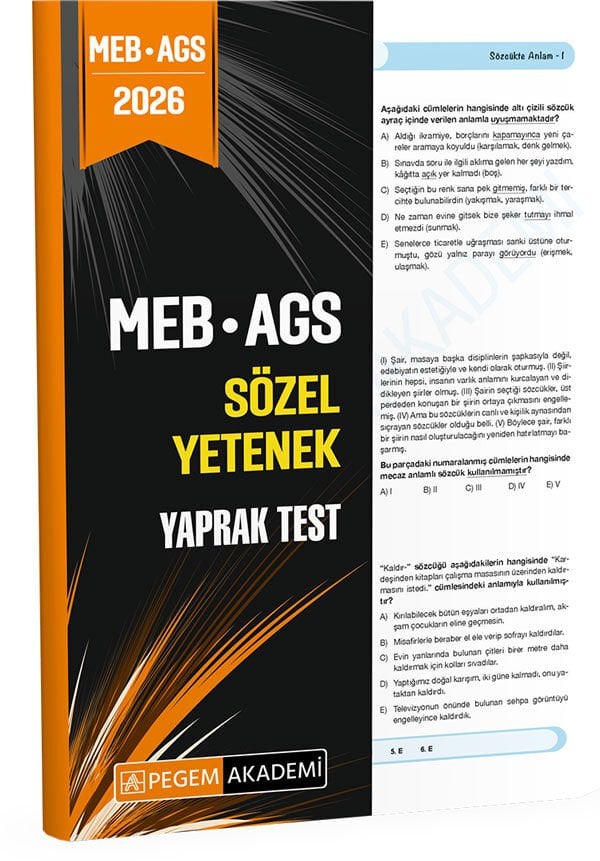 2026 MEB AGS Sözel Yetenek Yaprak Test Pegem Yayınları