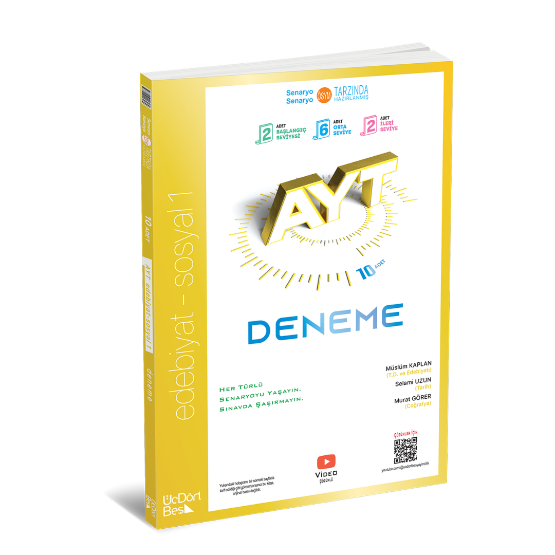 AYT Edebiyat Sosyal 1 - 10'lu Deneme Üç Dört Beş Yayınları