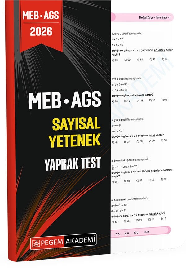 2026 MEB AGS Sayısal Yetenek Yaprak Test Pegem Yayınları