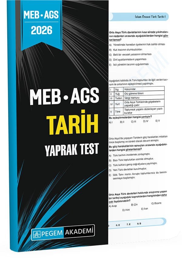 2026 MEB AGS Tarih Yaprak Test Pegem Yayınları