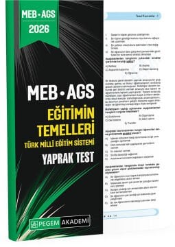Pegem Yayınları 2026 MEB-AGS Eğitimin Temelleri Türk Milli Eğitim Sistemi Yaprak Test