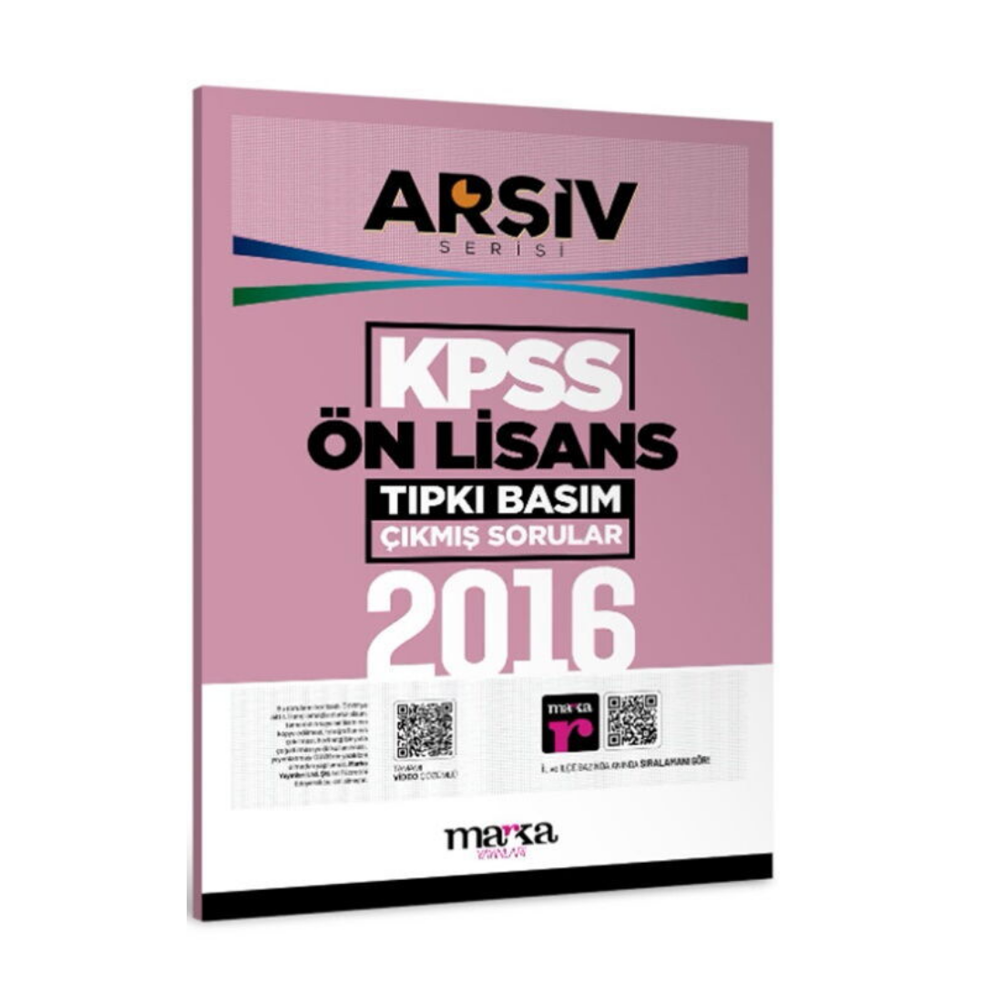2016 Ön Lisans Genel Yetenek Genel Kültür Tıpkı Basım Çıkmış Sorular Tamamı Video Çözümlü Marka Yayınları
