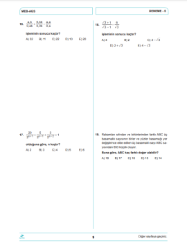 Dizgi Kitap Meb Ags TOP 7 Tamamı Video Çözümlü Fasiküller Halinde 7 Deneme Sınavı