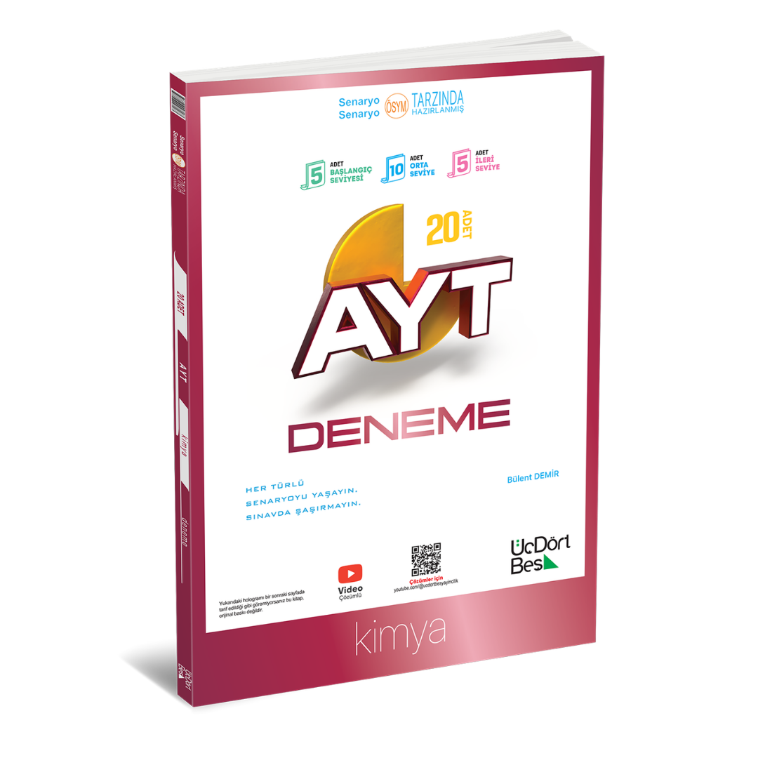 2026 AYT Kimya 20 Deneme Üç Dört Beş Yayınları