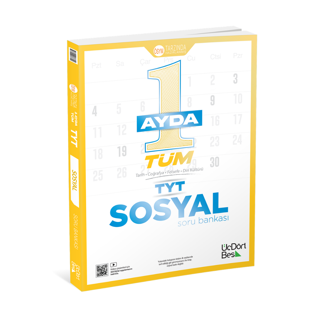 1 Ayda Tüm TYT Sosyal Soru Bankası Üç Dört Beş Yayınları