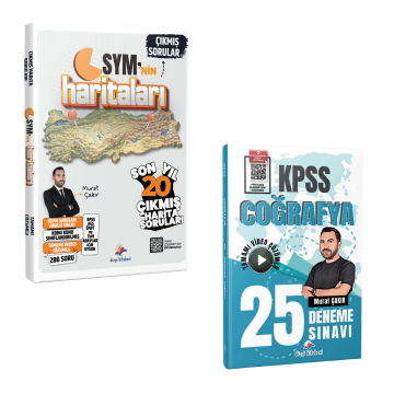 Dizgi Kitap 2026 ÖSYM'nin Haritaları Tüm Harita Çıkmış Sınav Soruları (Video Çözümlü) ve KPSS Coğrafya Tamamı Video Çözümlü 25 Deneme Sınavı Murat Çakır Seti