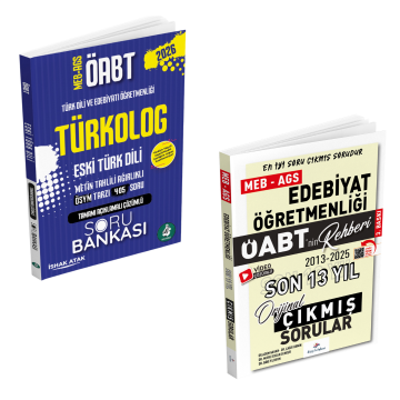Dizgi Kitap 2026 Meb Ags ÖABT Türk Dili ve Edebiyatı Öğretmenliği Son 13 Yıl Çıkmış Sınav Soruları ve Meb Ags ÖABT Türkolog Eski Türk Dili Soru Bankası Seti İshak Atak - Atak Yayınları Seti
