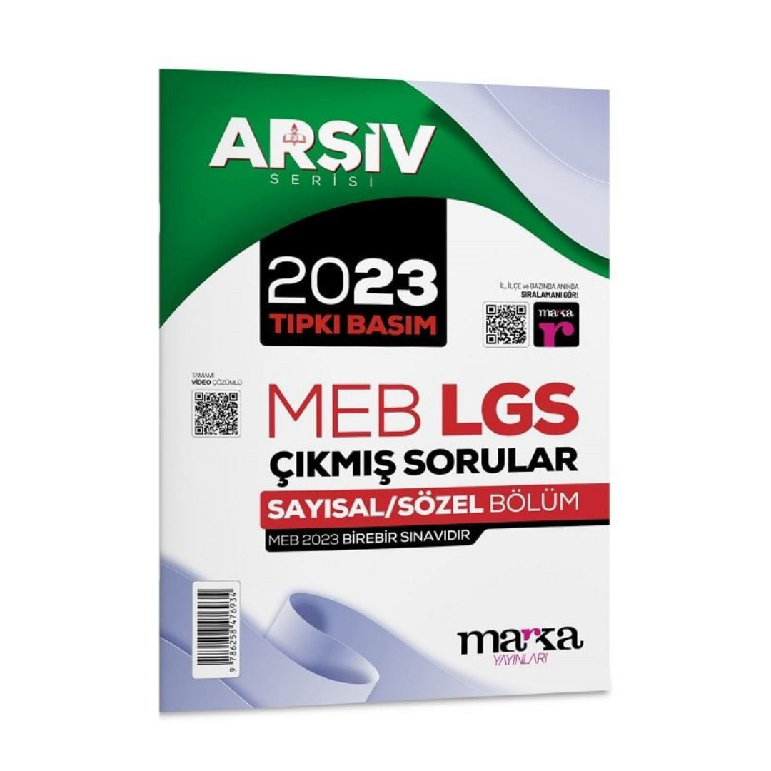 8. Sınıf Arşiv Serisi LGS 2023 Çıkmış Sorular Çözümlü Tıpkı Basım Marka Yayınları