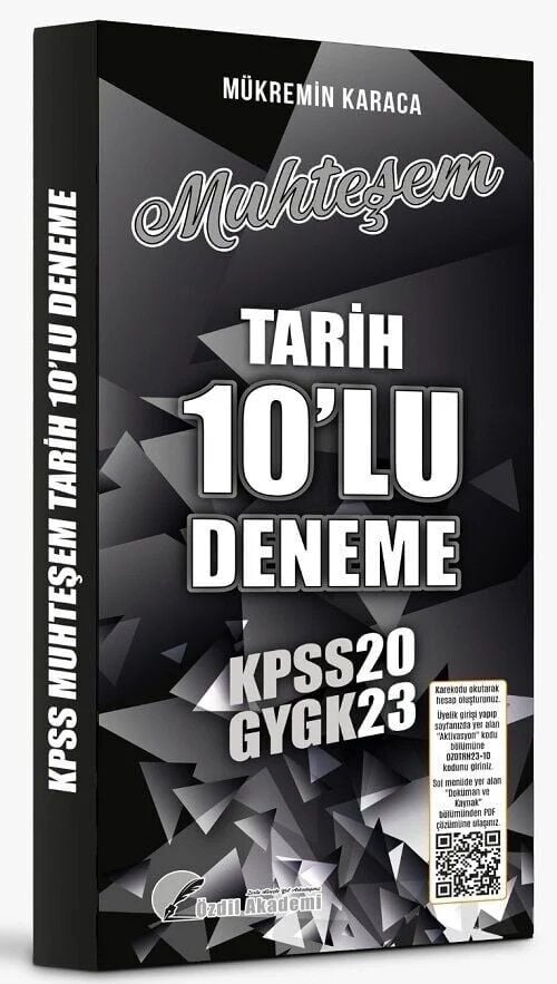 2023 KPSS Tarih Muhteşem 10 Deneme PDF Çözümlü - Mükremin Karaca Özdil Akademi Yayınları