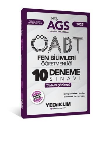 2025 MEB AGS ÖABT Fen Bilimleri Öğretmenliği Tamamı Çözümlü 10 Deneme Sınavı Yediiklim Yayınları