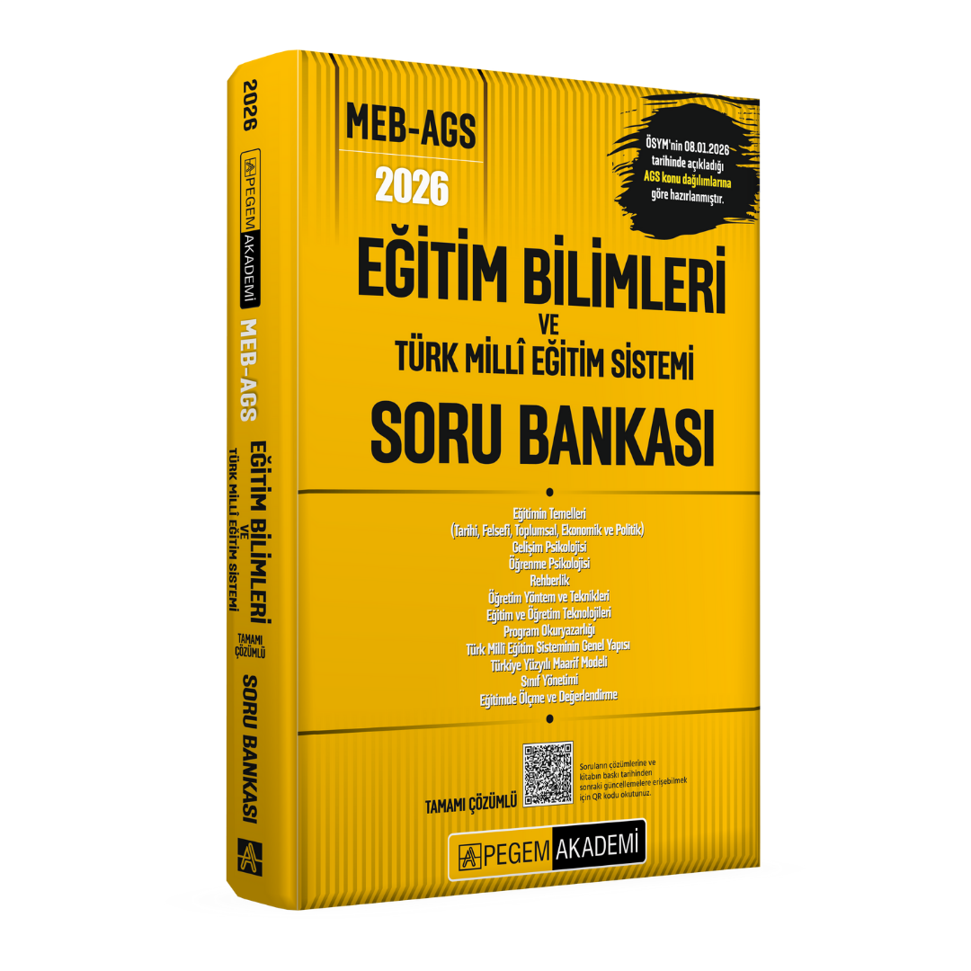 2026 MEB AGS Eğitim Bilimleri ve Türk Milli Eğitim Sistemi Tamamı Çözümlü Soru Bankası Pegem Yayınları