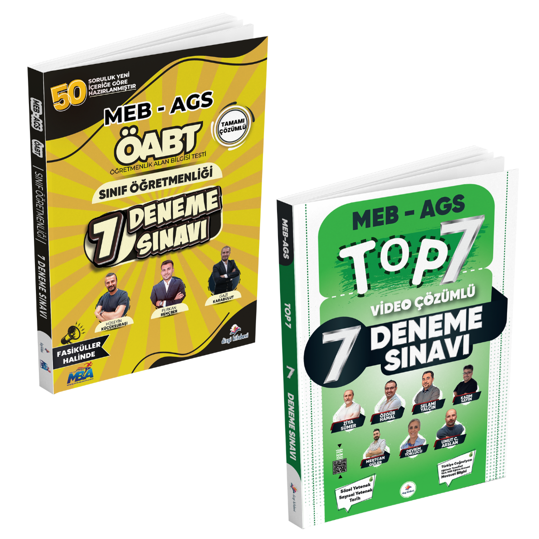 Dizgi Kitap 2025 Meb Ags TOP 7 Tamamı Video Çözümlü Fasiküller Halinde 7 Deneme Sınavı ve Öabt Sınıf Öğretmenliği Tamamı Çözümlü 7 Deneme Sınavı Seti