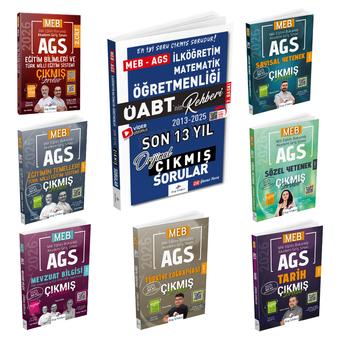 Dizgi Kitap 2026 Meb Ags Çıkmış Sorular & Öabt İlköğretim Matematik Öğretmenliği Çıkmış Sorular Seti - Konu Tasnifli ve Tamamı Video Çözümlü