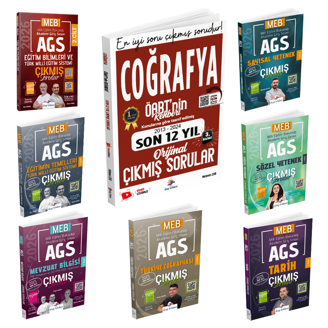 Dizgi Kitap 2026 Meb Ags Çıkmış Sorular & Öabt Coğrafya Öğretmenliği Çıkmış Sorular Seti - Konu Tasnifli ve Tamamı Video Çözümlü