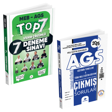 Dizgi Kitap 2025 Meb Ags TOP 7 Tamamı Video Çözümlü Fasiküller Halinde 7 Deneme Sınavı ve Tamamı Video Çözümlü Eğitimin Temelleri Türk Milli Eğitim Sistemi Çıkmış Sorular Seti
