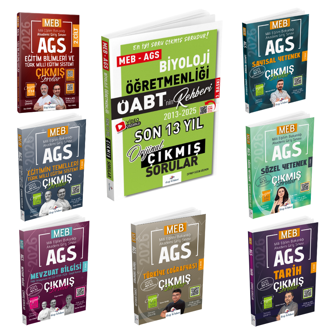 Dizgi Kitap 2026 Meb Ags Çıkmış Sorular & Öabt Biyoloji Öğretmenliği Çıkmış Sorular Seti - Konu Tasnifli ve Tamamı Video Çözümlü