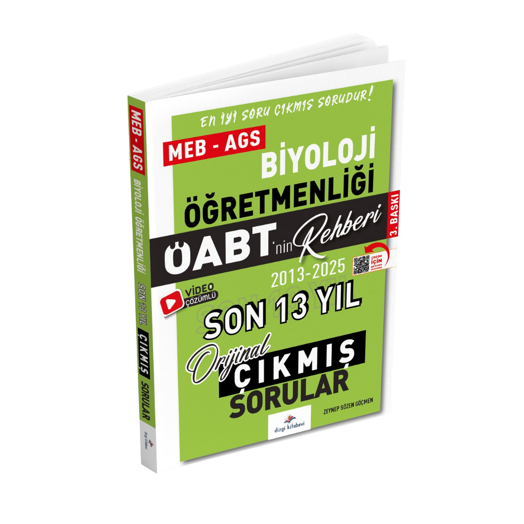 Dizgi Kitap 2026 Meb Ags ÖABT Biyoloji Öabt'nin Rehberi Konularına Göre Tasnif Edilmiş Son 13 Yıl Orijinal Video Çözümlü Çıkmış Sınav Soruları Zeynep Sözen Göçmen 3. Baskı