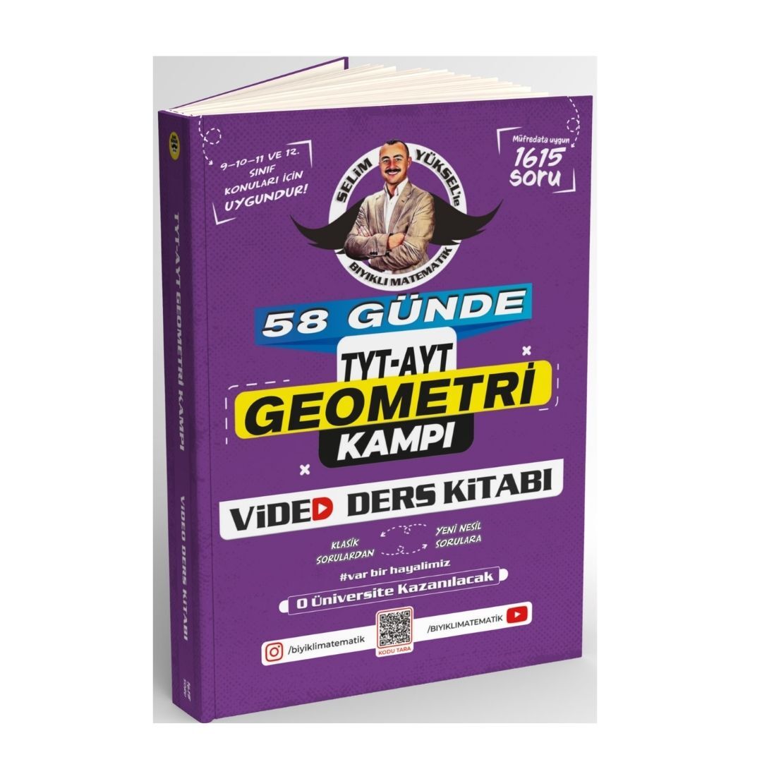 58 Günde TYT AYT Geometri Kampı Video Ders Kitabı Bıyıklı Matematik Yayınları