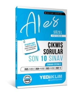 Yediiklim Yayınları 2026 ALES Sözel Yetenek Tamamı Çözümlü Son 10 Sınav Çıkmış Sorular (23 Kasım 2025 Ales-3 Ekli)