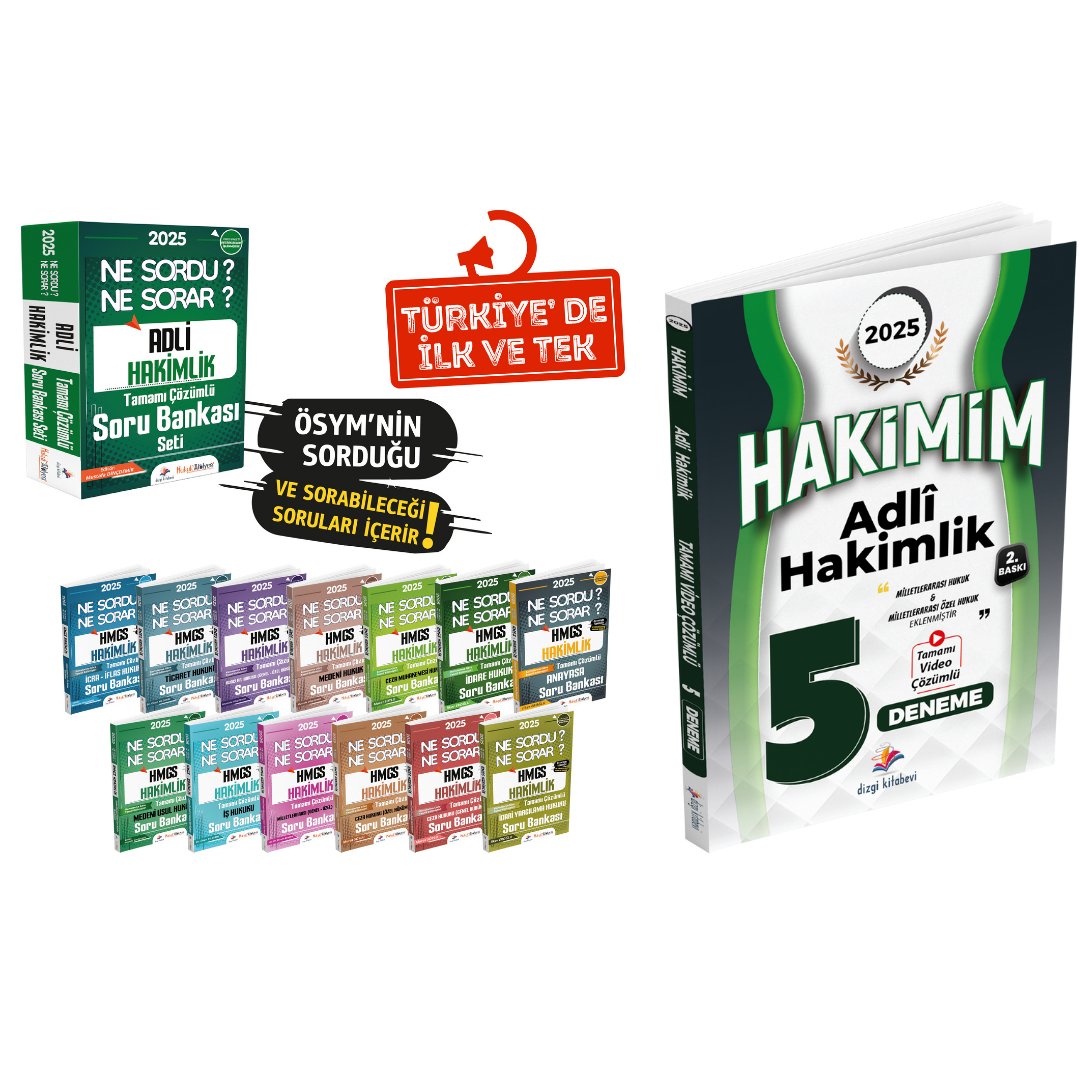 Dizgi Kitap Hukuk Atölyesi Adli Hakimlik Ne Sordu Ne Sorar Tamamı Çözümlü Soru Bankası ve Hakimim Adli Hakimlik Video Çözümlü 5 Deneme Seti