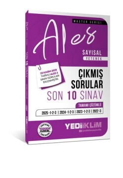 2026 ALES Sayısal Yetenek Tamamı Çözümlü Son 10 Sınav Çıkmış Sorular (23 Kasım 2025 Ales-3 Ekli) Yediiklim Yayınları